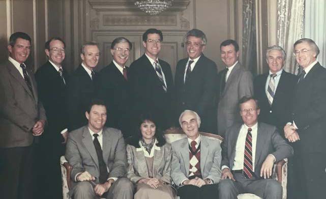 Left to right in the back row:  Gary Bailey, John Einhorn, Dave Gill, Kevin Midlam, Cary Miller, Vincent DiFiglia, James Milliken, Art Jones and Dick Huffman. 
Left to right in the front row: Charlie Grebing, Ginny Nelson, Hon. Lou Welsh and Doug Butz.
